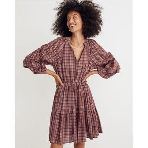 Madewell Seersucker Wrap Mini Dress Long Sleeve